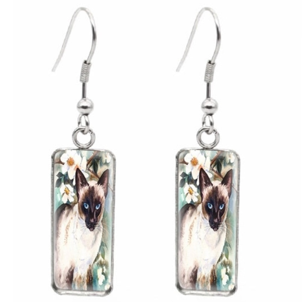 Siamese Rectangular Drop Earrings